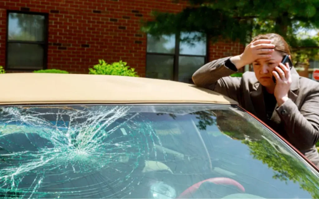 Stressed driver calling for emergency windshield replacement in Surrey, BC after a major glass crack.